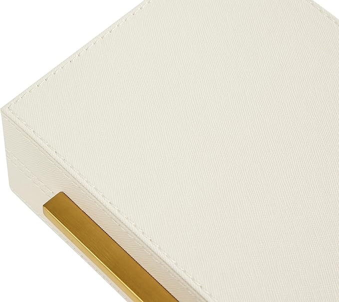 Generic Pearl White Small Decorative Box with Gold handle, PU Leather exquisite Box for Keepsake Memory Box, Storage Box with Lid for Modern Home, Jewelry Organizer(Pearl White-Gold, 1pack)