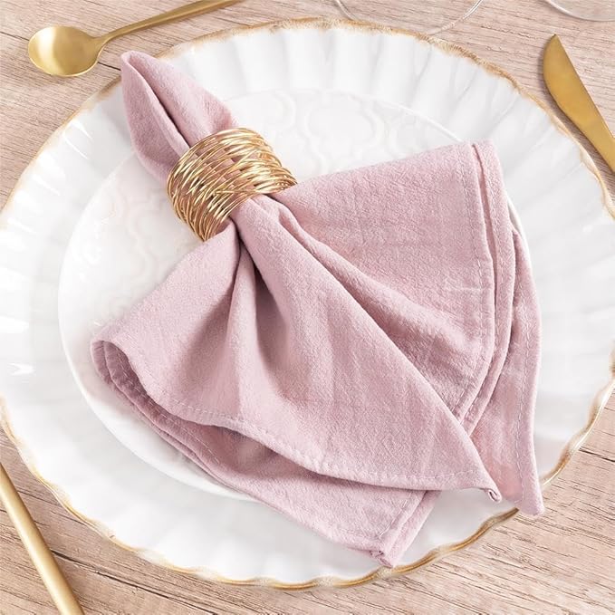 MLMW Dusty Pink Napkins Cloth Set of 8 Spring Cotton Cloth Napkins Bulk Washable Dinner Napkins 16"×16" for Wedding Party Baby Bridal Shower Birthday Table Decor