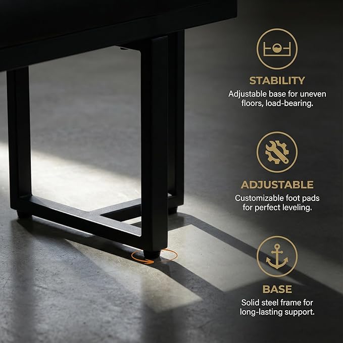 Hyfirm 45" Faux Leather Entryway Bench, Upholstered End of Bed Bench Ottoman for Bedroom Window Bench Dining Bench with Metal Legs for Living Room Dining Room, Black