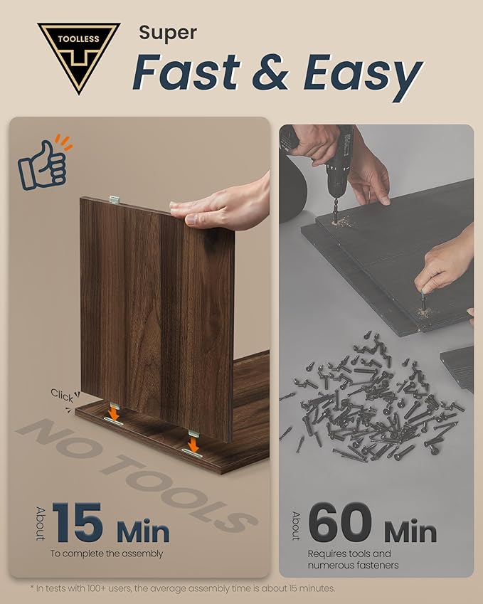 SONGMICS HOME Storage Bench, Superfast Toolless Assembly, 41" Wide Entryway Shoe Bench with Cushion & Adjustable Shelves, Shoe Rack Cabinet, Natural Walnut and Slate Gray ULHS391KE04S