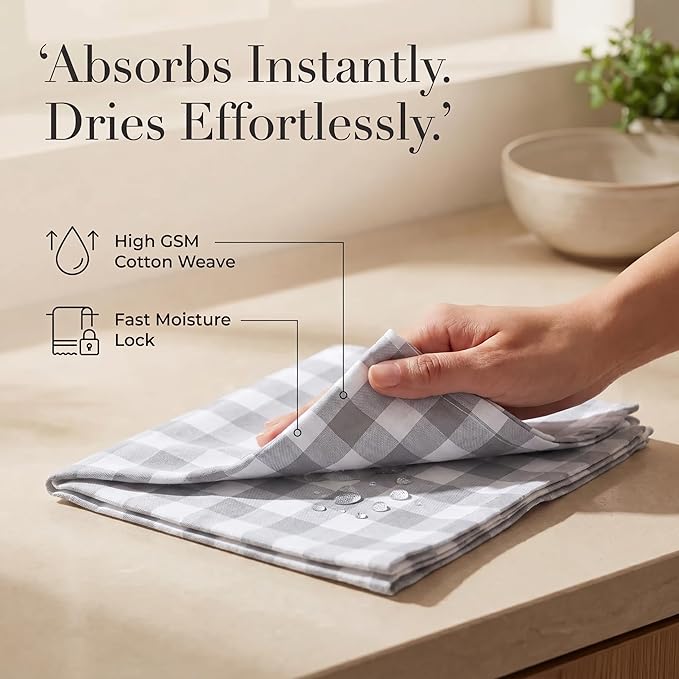 Urban Villa Cloth Napkins 100% Cotton Highly Absorbent Washable Durable Reusable Premium Dinner Napkins Ideal for Gifts for Mothers Day Hotel Farmhouse Parties - Grey/White (20" x 20", Set of 12)