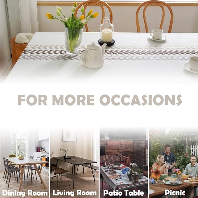 JIALE Rectangle Table Cloth, Heavy Duty Cotton Linen Waterproof Tablecloths Farmhouse Tablecloth, Soft and Wrinkle Free Table Cover with Tassels, 55''x70'', 4-6 Seats