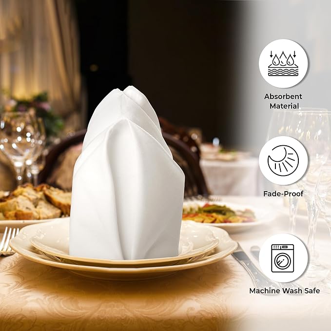 Urban Villa Cloth Napkins 100% Cotton Highly Absorbent Washable Durable Reusable Premium Dinner Napkins Ideal for Gifts for Mothers Day Hotel Farmhouse Parties - Ivory (18" x 18", Set of 12)