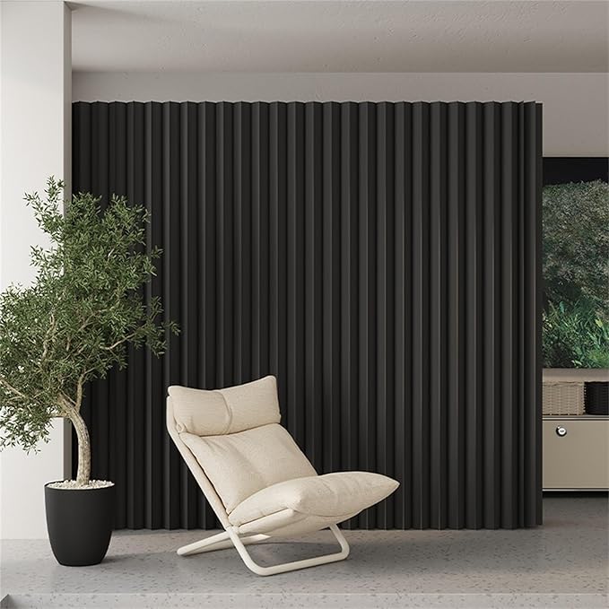 Paper Room Divider, Folding Black Privacy Screens, Decorative Enterprise Office Temporary Divider Wall,Indoor Folding Portable Partition Screen for Home Dorm Office Studio Exhibition Store