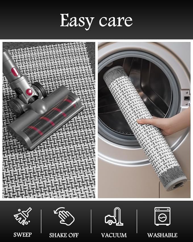 PADOOR Non Slip Kitchen Rugs Sets of 2 - Extra Large 2.5'x6' + 20"x32" Runner Rugs for Kitchen Floor Non Skid Washable, Absorbent Kitchen Mat for in Front of Sink 2 Piece Grey