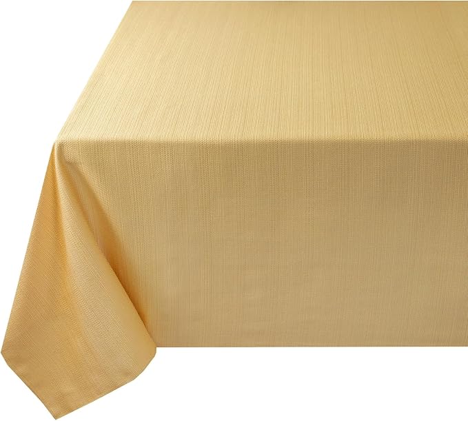 Benson Mills Cameron Textured Fabric Table Cloth, for Everyday Home Dining, Parties, Fall, Autumn, Holiday, and Thanksgiving Tablecloth (60" x 120" Rectangular, Sunshine/Yellow)