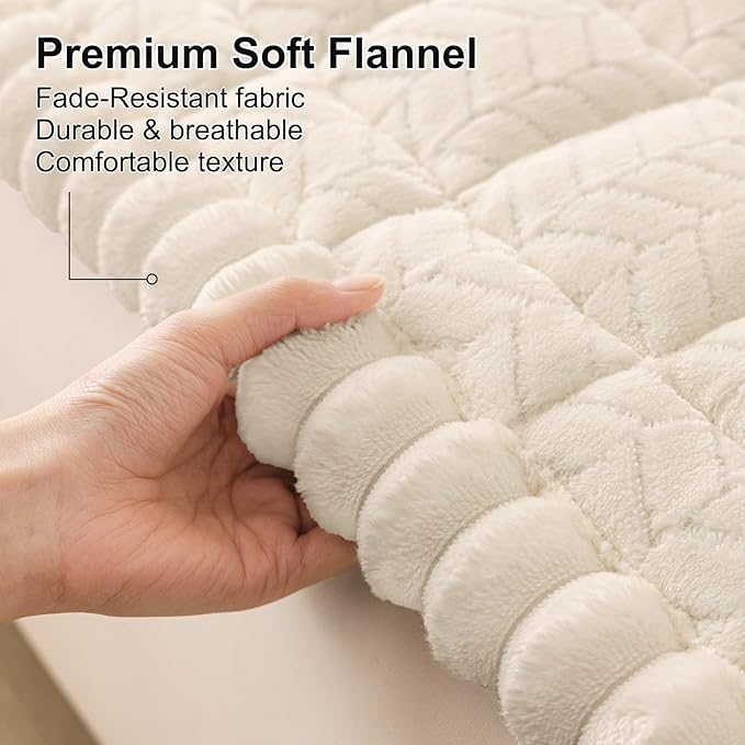 Smiry Non Slip Couch Covers for Dogs, Fuzzy Pet Couch Covers for 3 Cushion Sofa Pet Friendly, Soft Sofa Slipcovers Cushion Furniture Protector Washable (Beige, 27.6" x 82.7")