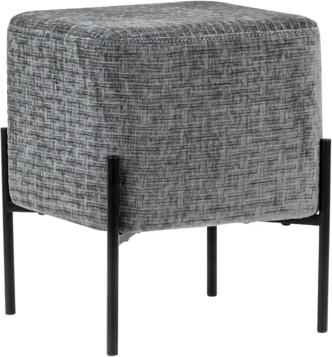 Get Set Style Pouf Ottoman Stool, Modern Vanity Stool Chair Upholstered Foot Rest Sofa Side Foot Stool Ottoman Seat for Living Room, Bedroom, Entry, Hallway, Office (Dark Grey)