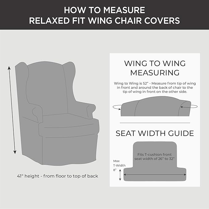SureFit Duck 1 Piece Wing Chair Slipcover in Gray