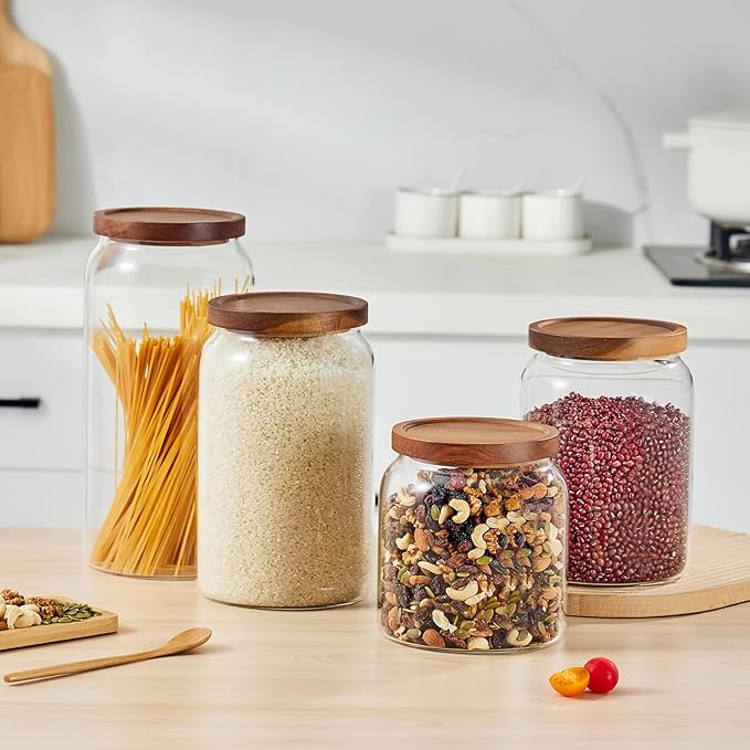 Sweejar Glass Jars for Laundry Room Organization, Half-Gallon Laundry Pods Container, Glass Food Storage Jars with Airtight Lid, 2 Pack, Press Lid