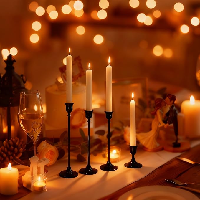 Candlestick Holders, Black Metal Taper Candle Holder, Vintage Candle Holders for Pillar Candles, Table Mantel Wedding Festive Decor Party Party Decor Christmas Decorations, Set of 9