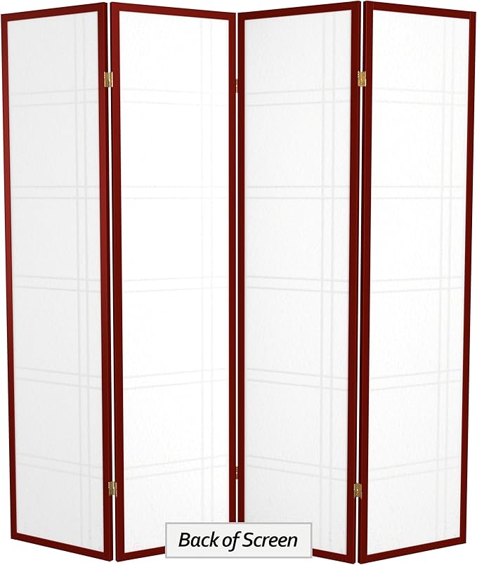 Red Lantern 6 ft. Tall Double Cross Shoji Screen - Rosewood - 4 Panels