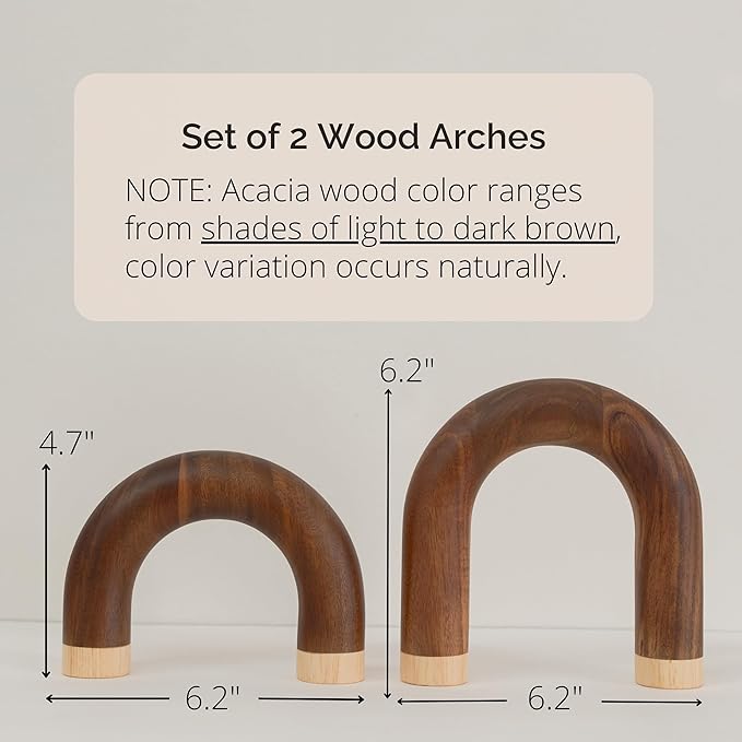 PEAKOLY Wood Arch Decorative Objects - Book Shelf Decor Aesthetic, Modern Coffee Table Decor, Home Décor Accents, Wood Sculpture, Shelf Decorations, Bookshelf Decorations, Bookcase Decorative Items