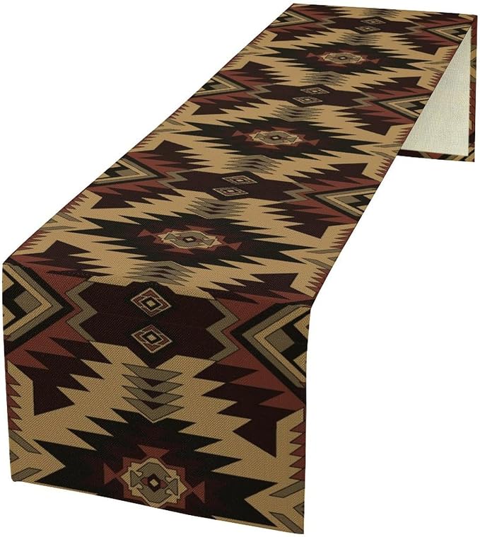 Ethnic Southwestern Table Runner,Navajo Tribal Native Boho Geometric Pattern Aztec Table Runner for Wedding Party Kitchen Table Dining Room Coffe 13x60 Inch