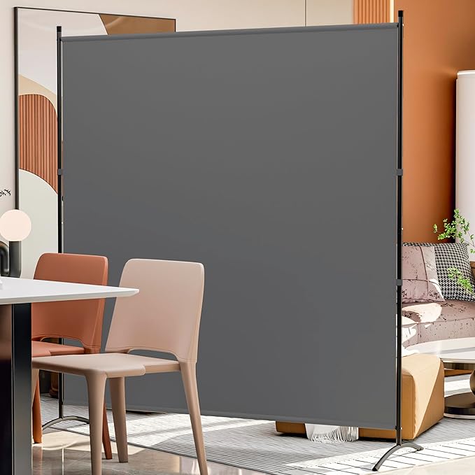 Room Divider 6ft Room Dividers and Folding Privacy Screens Partition Room Divider Fabric Panel, Indoor Wall Divider for Room Separation Freestanding Space Separators (Grey, 1 Panel)