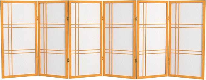 3 ft. Short Double Cross Shoji Screen - Honey - 6 Panels