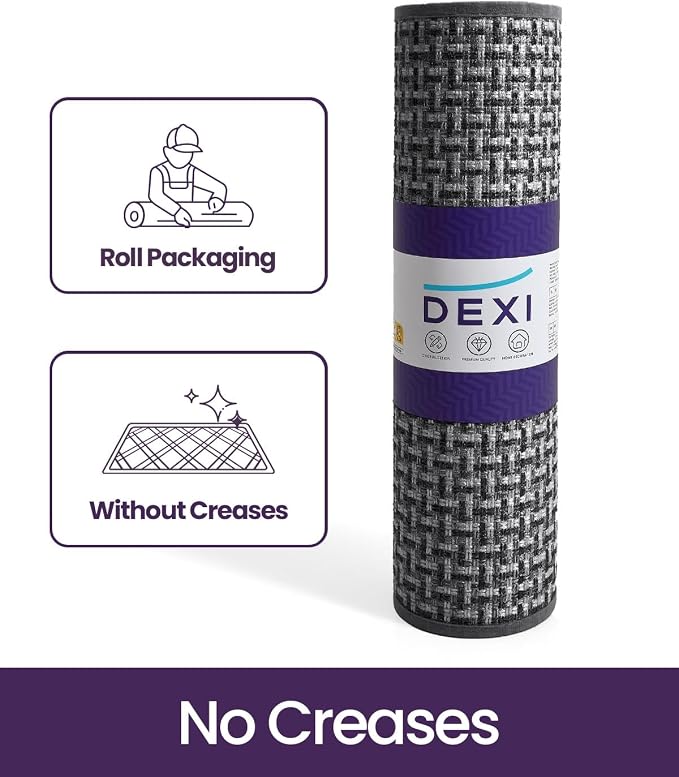 DEXI Ultra Thin Door Mat Indoor Entrance 24x36, Non Slip Rubber Backed Entryway Mats Dirt Trapper, Low Profile Front Doormat for Inside Entry, Patio, Porch, Grey and White