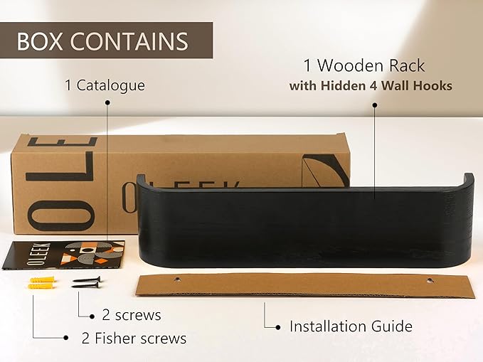 OLEEK Wall Coat Rack with Shelf - Wall Shelf with Hooks - entryway Hooks - Modern Coat Rack - Wooden Mount for Home Decor - Jacket Hanger - Coat Hanger wall Mount