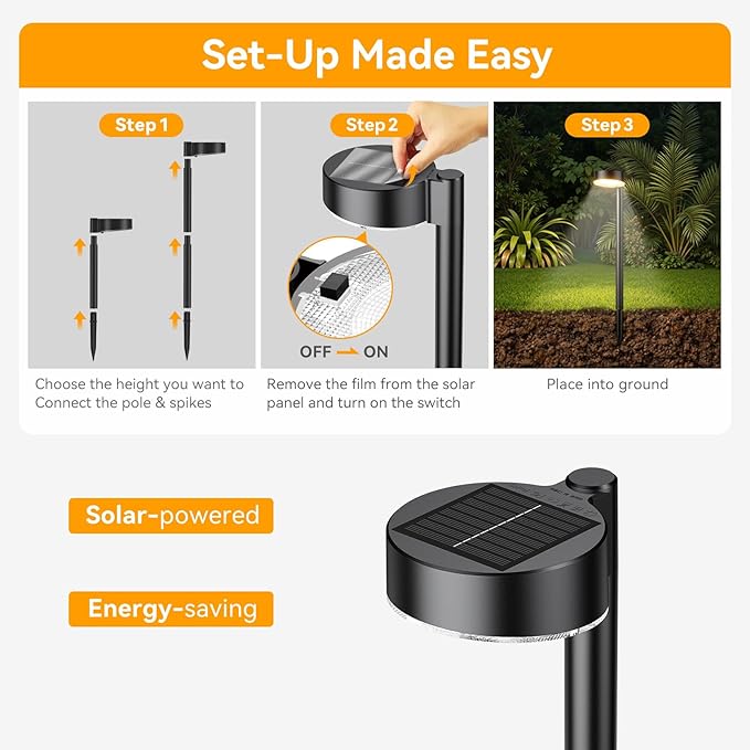 Ahaorigin 12 Pack Solar Pathway Lights Outdoor, 12 Brighter LED Solar Lights Outdoor Waterproof, Up to 12 Hrs Modern Solar Powered Path Light for Yard Garden Walkway Driveway