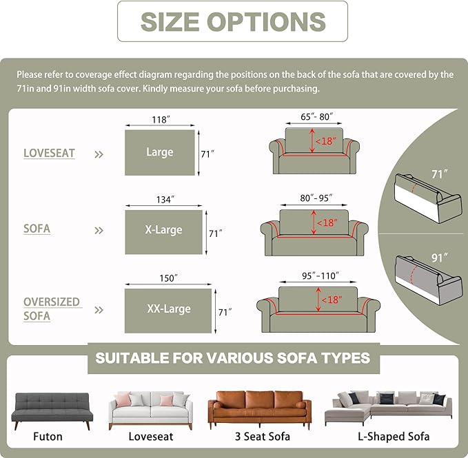 DREAMINGO Sofa Covers Washable Thick Chenille Couch Cover for 3 Cushion Couch Sofa Multi-Use Couch Cover Blanket Modern Pet Furniture Protector Sectional Couch Slipcover 71"x150", Sage Green
