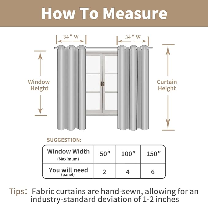 LAMIT 45 Inch Short Window Linen Curtains, Cream Ivory Light Filtering Panels Bronze Grommet Neutral Drapes for Cafe/Bathroom/Loft Room, Natural, 2 Panels, 34 x 45 Inch