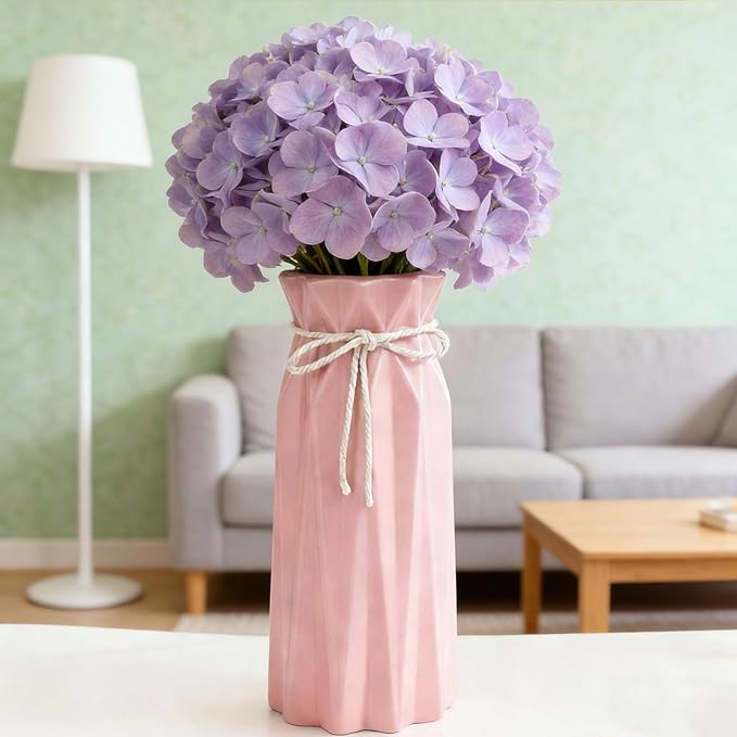 Disoza Ceramic Flower 9.5" H x 3.9" W Pink Vase Modern Home Decor Vases for Centerpieces Minimalist Farmhouse Cute Decorative Vases Flowers Tulip Pampas Grass Vase for Table Bathroom Shelf