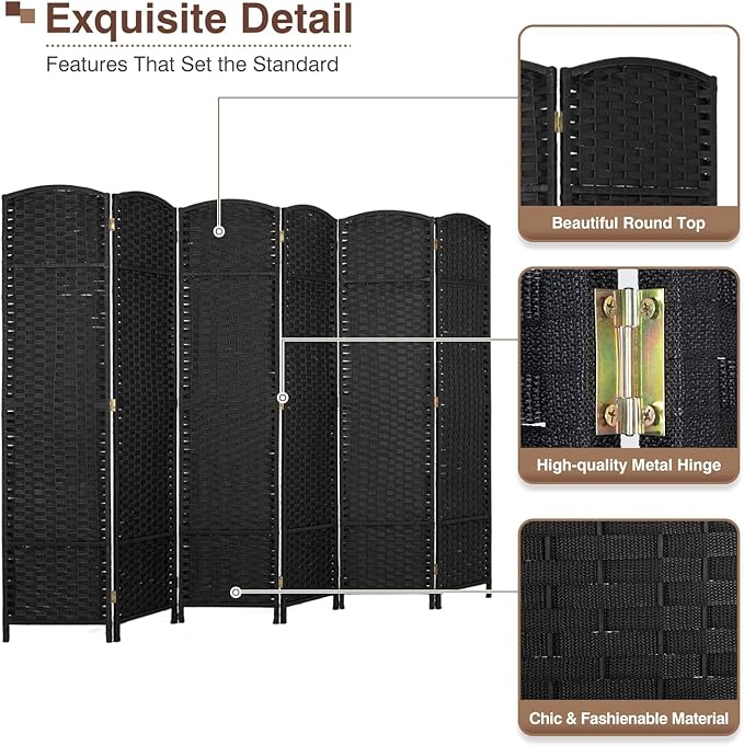 Room Divider 8 Panel 5.6 FT Tall Privacy Screen Waterproof Wood Frame Partition Room Dividers and Folding Privacy Screens Freestanding Wall Divider Indoor and Outdoor for Portable Room Separation