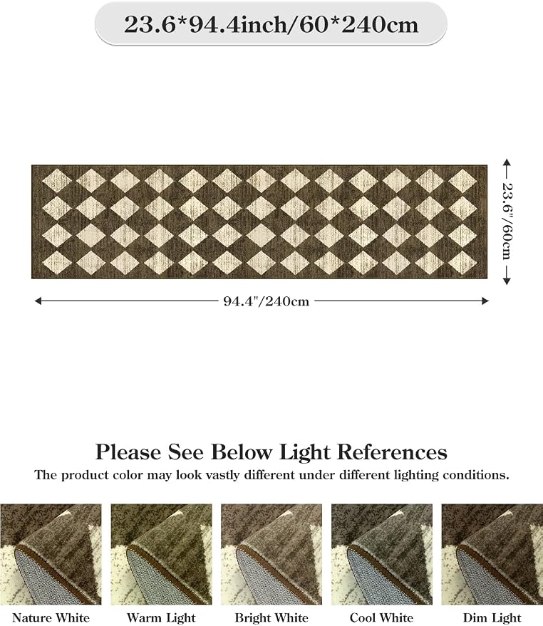 Lahome Zelie Runners for Hallways with Rubber Backing, Kitchen Runner Rugs Non Skid Washable Bathroom Rugs Runner, Moroccan Trellis Non Slip Bedroom Carpet Runners for Entryway Powder Room, 2x8 Brown
