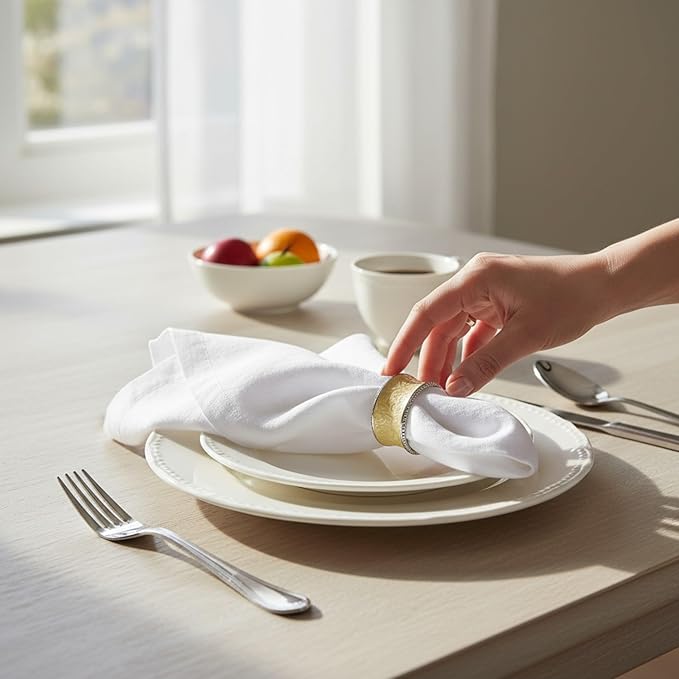 Linen Napkins –100% French Flax – Stonewashed Pure Linen Cloth Napkins - Size 18 Inch x 18 Inch – Set of 4 (Pure White)