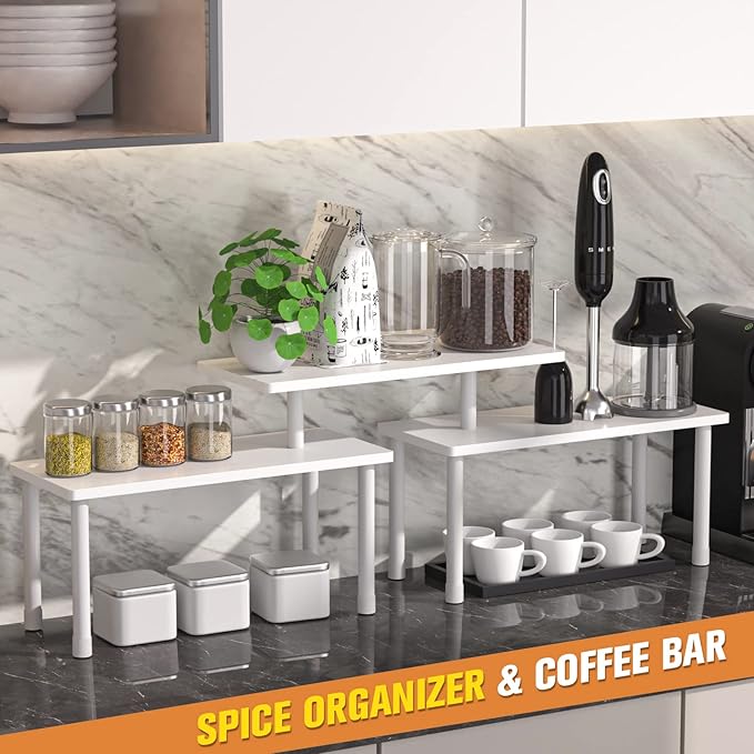 JayRex Bathroom Organizer Countertop Kitchen Counter Shelf 2 Tier Separable for Multiple Use