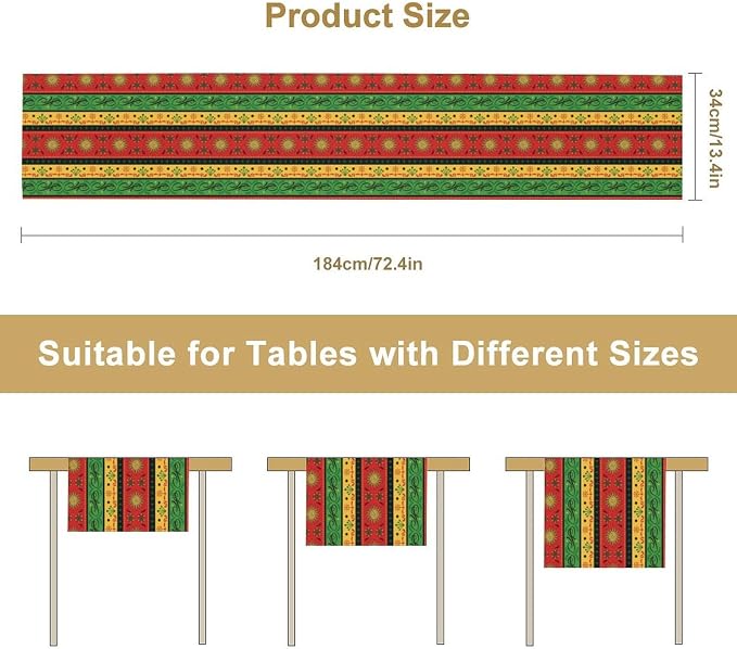YCness Mexican Abstract Stripe Table Runner, Sun Moon Colorful Floral Traditional National Table Runner for Party Living Room Home Bedroom Kitchen, 13x108 Inch