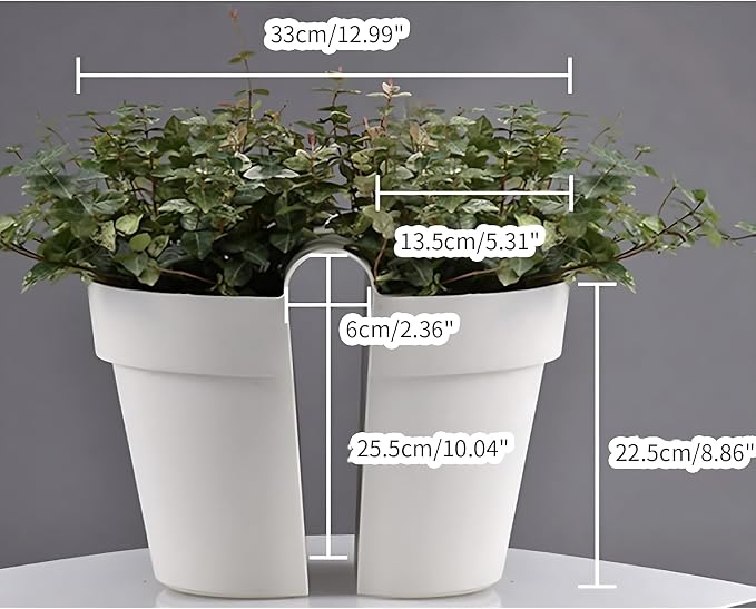 Double-Sided Rail Planter Hanging Window Flower Box with Drainage Holes, Wall Hanging Baskets for Balcony Patio Outdoor