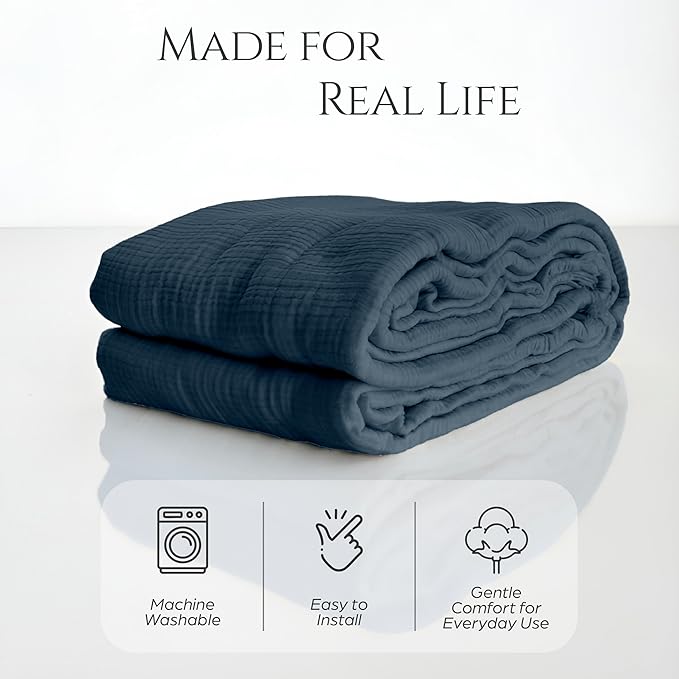 Oversize Sofa Cover %100 Pure Cotton, Gauze Couch Covers for 4 Seater, Sectional Sofa, Extra Large 4 Layered Muslin Natural Fabric, Cloud Like Washable Couch Cover (Space Blue, 95x165" / 240x420 cm)