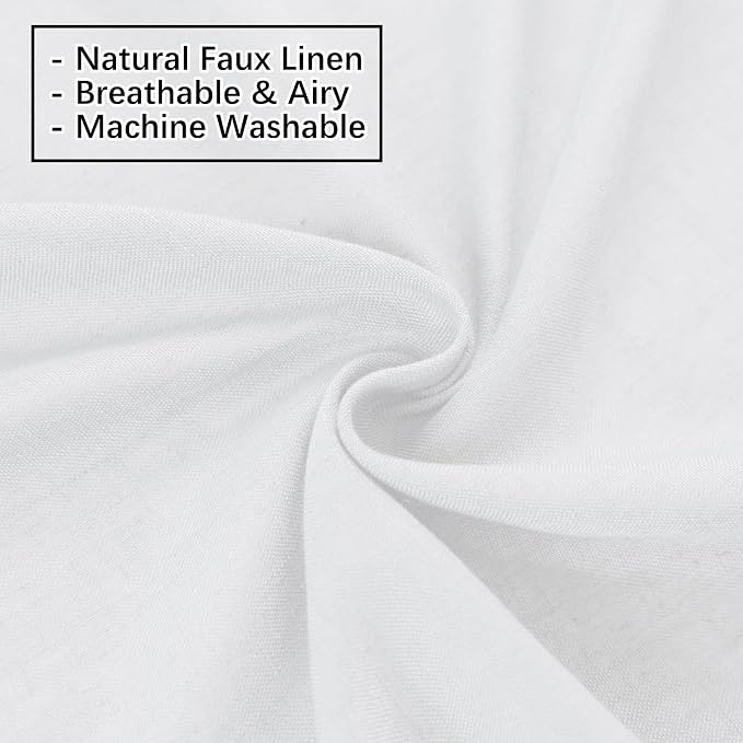 White Sheer Curtains 90 Inches Long, Cotton Linen Textured Light Filtering Curtains & Drapes, Sliding Glass Door Window Panels, Modern Farmhouse Pinch Pleat Ceiling Curtain with Hooks