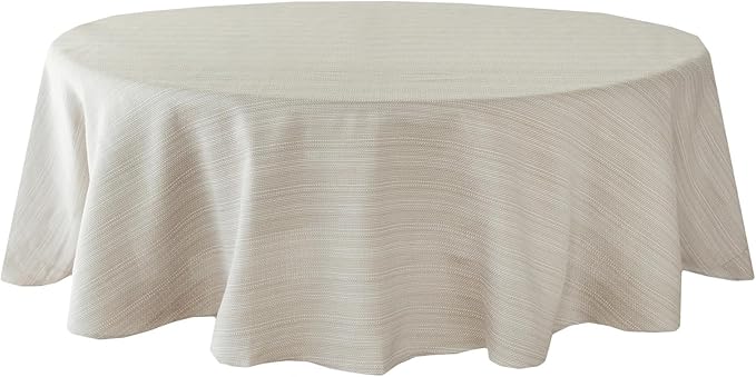 Benson Mills Cameron Textured Fabric Table Cloth, for Everyday Home Dining, Parties, Weddings & Holiday Tablecloths (70" Round, Millennium Natural)