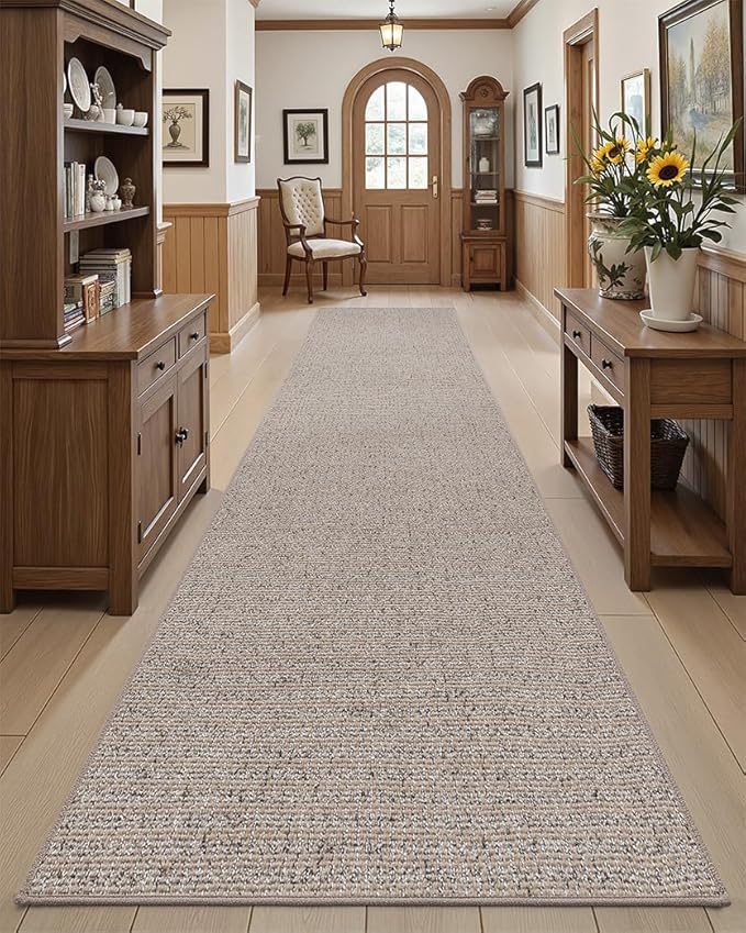 DEXI Hallway Runner Rug 3x10, Non Slip Low Pile Entryway Rug Runners with Rubber Backing, Dirt Trapping Hallways Floor Carpet for Indoor Hall Kitchen Bedroom Bathroom Laundry Room, Beige