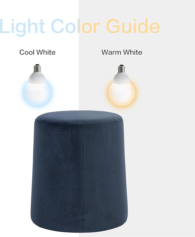 HomePop Organic Shape Ottoman (No Lid, Seat Only) | HomePop Home Décor | Round Pouf Foot Rest – Blue Velvet
