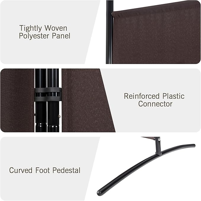 DORTALA 3-Panel Room Divider, Freestanding Folding Privacy Partition Screen with Steel Frame, Morden Room Divider for Separating Room in Bedroom, Office, Brown