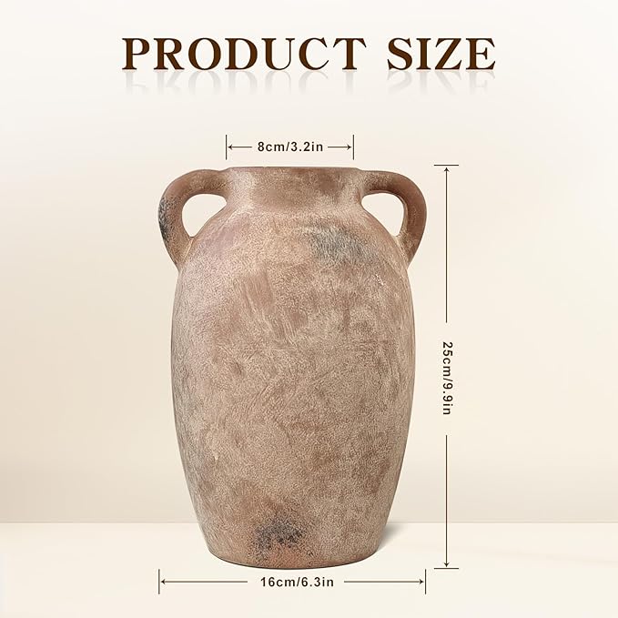 Brown Ceramic Vase-Boho Decorative Vase,Terracotta Tall Vases Decorative Pottery are Suitable for Decorating Living Rooms,Kitchens,and Bedrooms.
