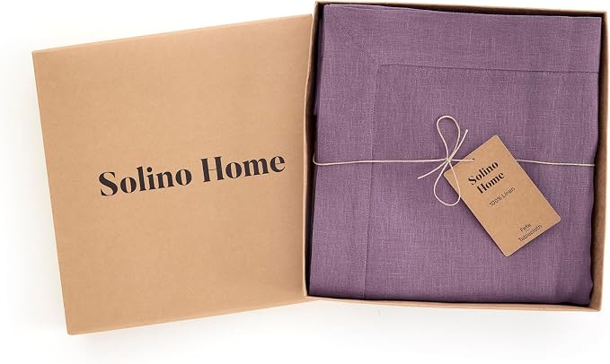 Solino Home Linen Tablecloth for Rectangle Tables 60 x 132 Inch - 100% Pure Linen Mulberry Table Cloth - Fete, Machine Washable Cloth Tablecloth for Summer