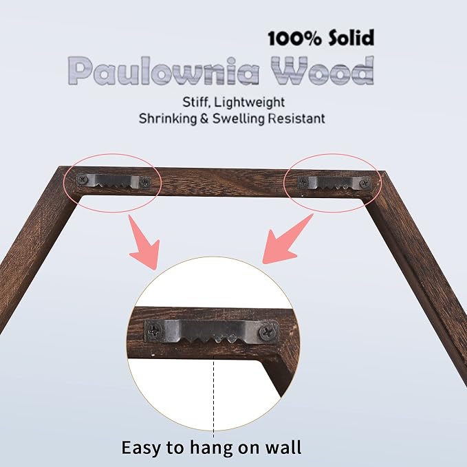 WONFUlity Hexagon Shelves for Wall Mounted, Wood Farmhouse Storage Honeycomb Floating Shelves for Wall Decor,Screws Anchors Included,5pc