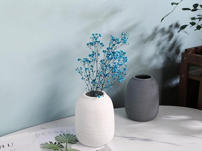 Ceramic Vases, White Vases, Minimalist Vases, Home Decor Vases, Fits Everywhere, Also Gifts for Christmas, Independence Day and Other Holidays, 5.9 Inch. (White)