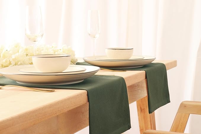 PurpleEssences Set of 6 Cloth Dinner Napkins 100% Cotton 18x18 Inch - Soft Durable Washable - Ideal for Farmhouse Party Spring Easter Summer - Perfect Everyday Use Table Linen - Olive Green