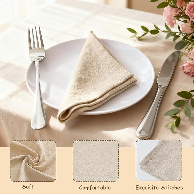 Urby Eco Hanky 10x10in Reusable Linen/cotton Napkins. Small Cloth Napkins. Eco Friendly. Ideal Use As Kids Napkins For Lunch. Dinners. Occasions Like Weddings,Birthday,Cocktail Parties. (Natural,12pk)