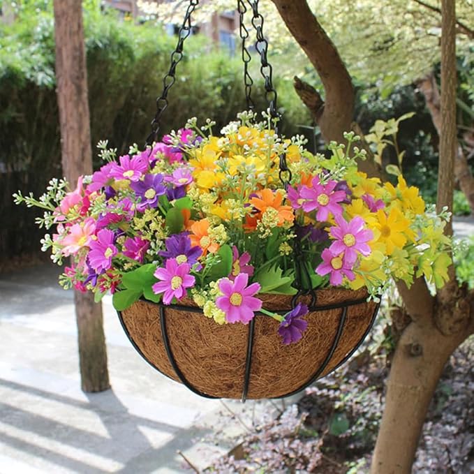 Hanging Baskets for Plants Outdoor, 10 Inch Hanging Planters with Natural Coconut Liner, Metal Hanging Flower Pots for Indoor, Outdoor, Round Planters for Garden Decoration (2, 10 Inch)