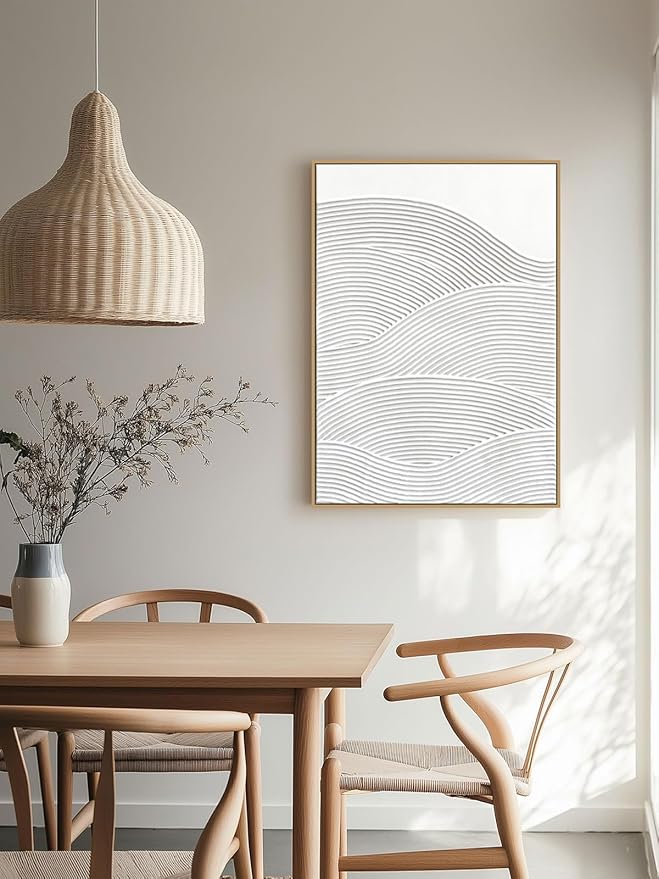 Framed 3-Piece Neutral Abstract Textured Wall Art – Modern Boho Wall Décor for Living Room, Bedroom & Bathroom – Large 3D Framed Artwork for Contemporary Home Décor，20 x 28 inches x3 pieces