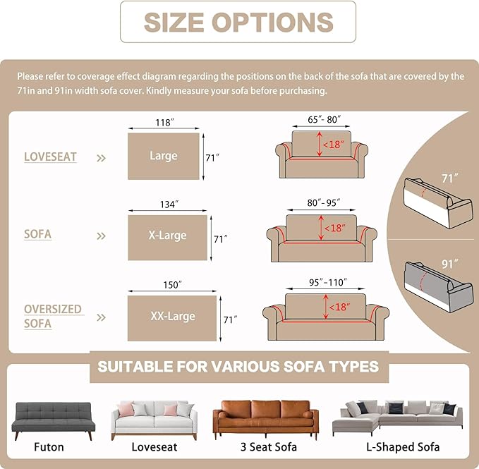 DREAMINGO Sofa Covers Washable Thick Chenille Couch Cover for 3 Cushion Couch Sofa Multi-Use Couch Cover Blanket Modern Pet Furniture Protector Sectional Couch Slipcover 71"x150", Khaki