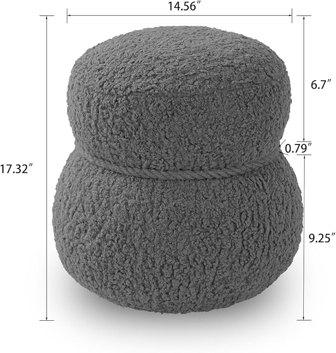 14.56" Snowman Shape Ottoman, Small Foot Stool, Cute Teddy Pouf Footrest, Foot Rest for Couch Sofa, Modern Soft Round Boucle Ottoman Under Desk for Living Room,Apartment,Small Space (Brown)