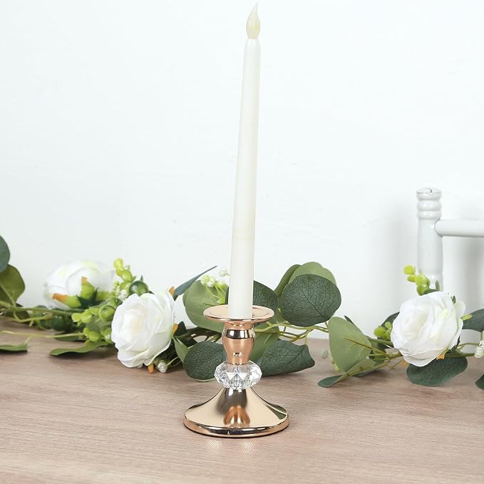Efavormart 6 Pack Gold Metal Taper Candle Holders with Crystal Ball, Elegant 3.5" Vintage Candle Stick Stands