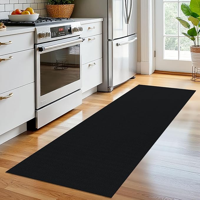 EARTHALL Washable Runner Rug 2x6 Ft Non Slip Runners for Hallways Cotton Rubber Backed Kitchen Runner Braided Indoor Floor Carpet Runners for Entryway, Hallway, Kitchen, Bedroom, Black/Grey